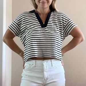 Madewell | Texture-Rib Cropped Polo Tee
